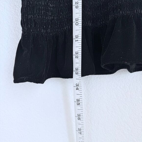 NWOT LoveShackFancy Dorset Velvet Smocked Long Sleeve Mini Dress in Black Sz M - Picture 12 of 16